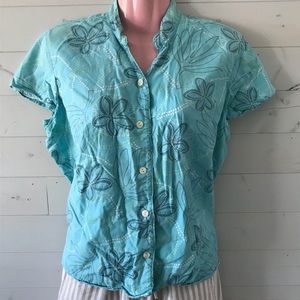 Columbia Sportswear Womens Teal Patterned Shirt Medium